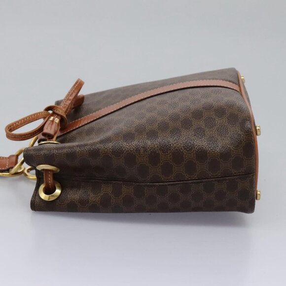 CELINE Macadam Canvas Shoulder Bag PVC Leather Brown Gold Auth EC156 - Picture 6 of 16